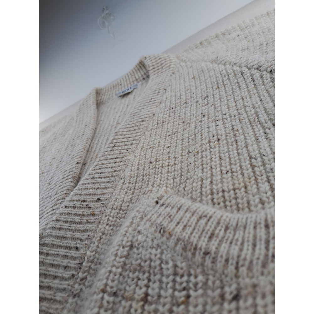 Vtg Mohair Blend Cardigan Sweater Womens Large Natural Fuzzy Chunky Knit Baggy - Picture 3 of 10